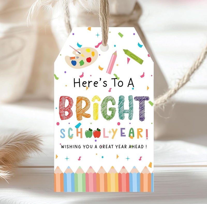 llyinglpdec 50pcs Back to School Gift Tags – “Bright School Year” Paper Tags with String for Teacher Treats, Student Goodie Bags, Classroom Welcome Decor – 2.2x3.3in - Image 5